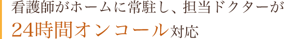 看護師がホームに9時から１８時勤務し、担当ドクターが24時間オンコール対応